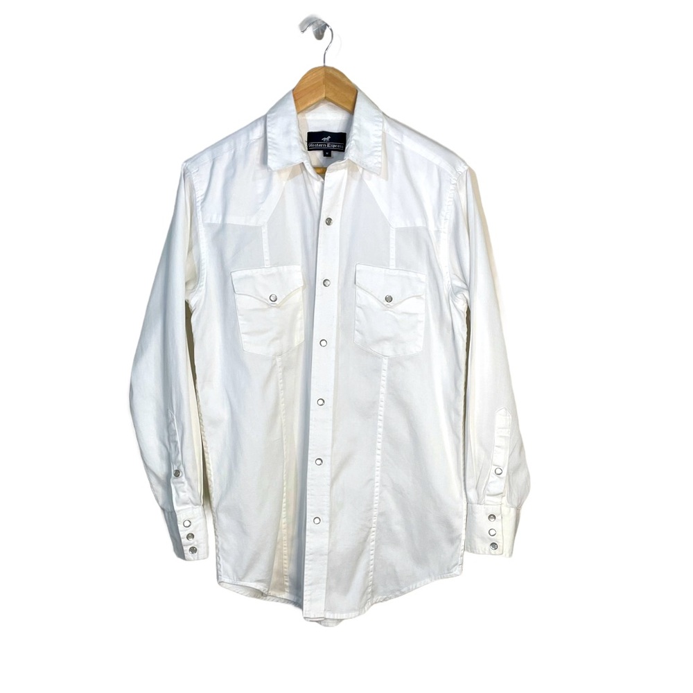 Vintage Western Express Men’s M White Pearl Snap